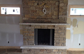 Stone fireplace