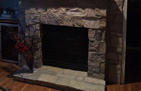 Stone fireplace