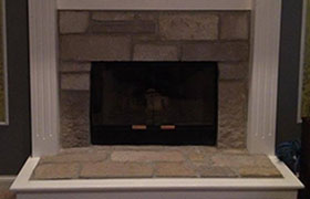 Stone fireplace