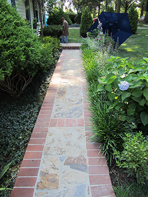 Stone and brick sidewalk