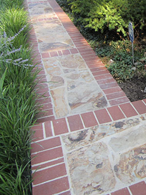 Stone and brick walk with stairs