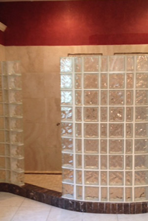 Glass block shower